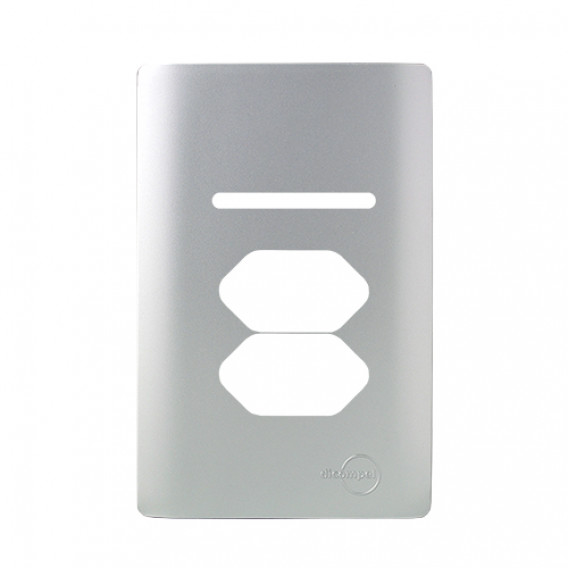 Placa p/ 1 Interruptor + 2 Tomadas 4x2 - Novara Prata Placa p/ 1 Interruptor + 2 Tomadas 4x2 - Novara Prata